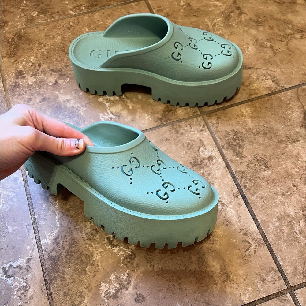 Gucci Green Platform Clogs